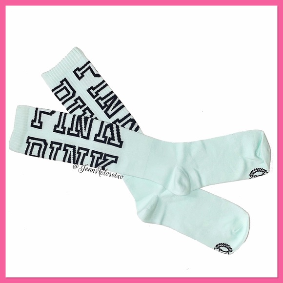 PINK Victoria's Secret Accessories - •Victoria’s Secret PINK• Logo knee high socks